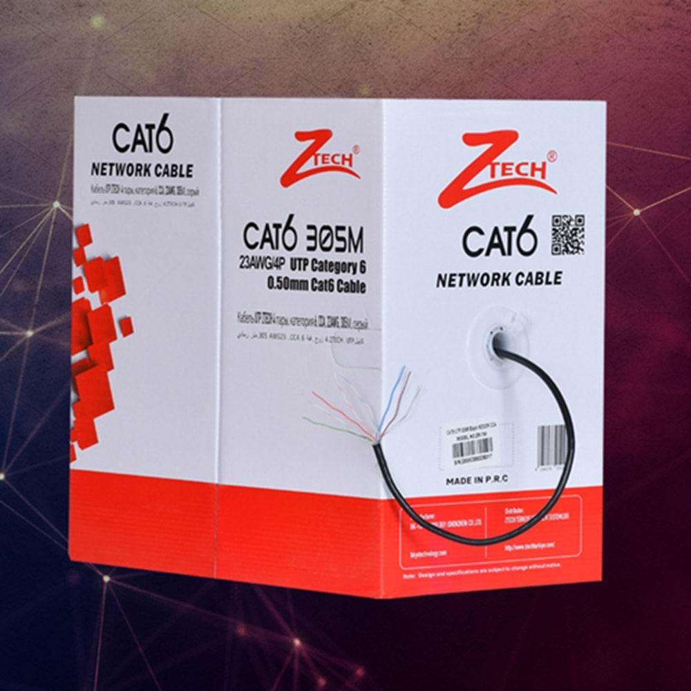 ZTECH ZR-769 SİYAH İNDOOR 23AWG 305M CAT6 KABLO