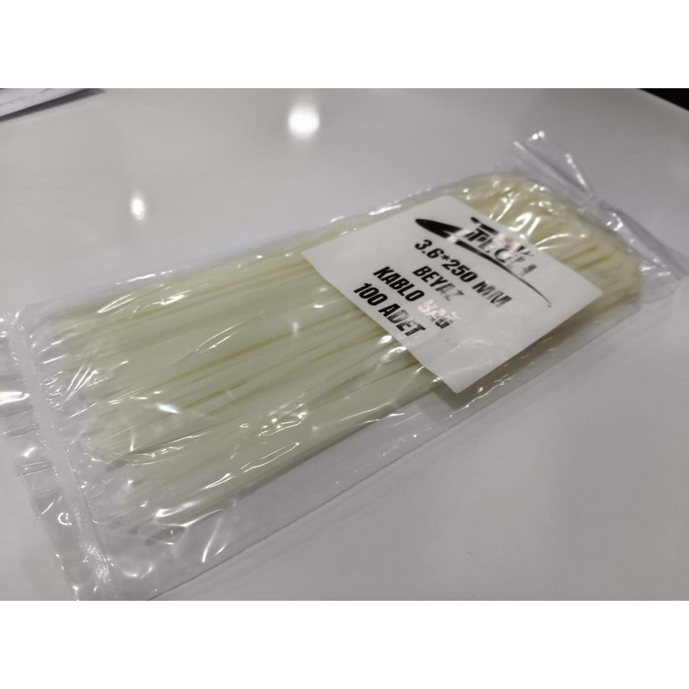 ZTECH BEYAZ KABLO BAĞI 3.6*250MM (100 ADET)