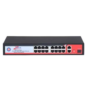 ZTECH ZR-P1602FN 16+2+1 POE SWİTCH 260w +2 10/100/1000 SFP ( KOLİ ADET 8)