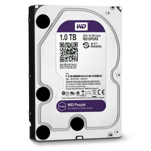 1TB SATA-3 INTELLIPOWER 64M CACHE WESTERN DIGITAL PURPLE WD10PURX 7/24