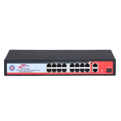 ZTECH ZR-P1602FN 16+2+1 POE SWİTCH 260w +2 10/100/1000 SFP ( KOLİ ADET 8)