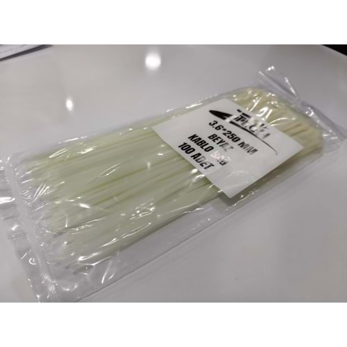 ZTECH BEYAZ KABLO BAĞI 3.6*250MM (100 ADET)