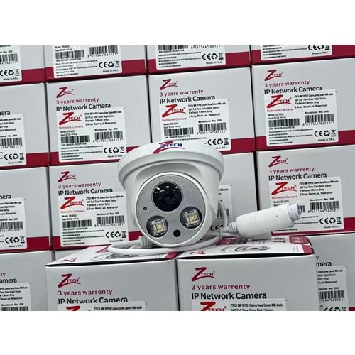 ZTECH ZR-YENİ DOME 2033 5MP IP colorvu camera 1.8mm fisheye 2 warmled Plastic Dome kamera